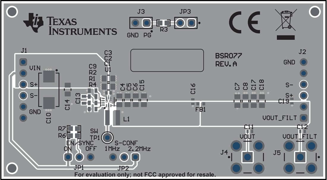 Technische Zeichnung - Texas Instruments TPS6291xEVM-077 Wandler-Evaluierungsmodule