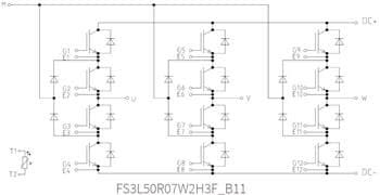 Applikations-Schaltungsdiagramm - Infineon Technologies Fx3L50R07W2H3FB11 EasyPACK™ IGBT-Module