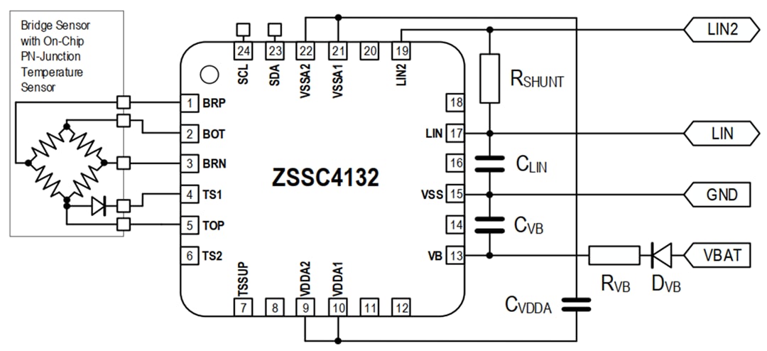 Blockdiagramm - Renesas Electronics ZSSC4132 Automotive-Sensorsignalkonditionierer