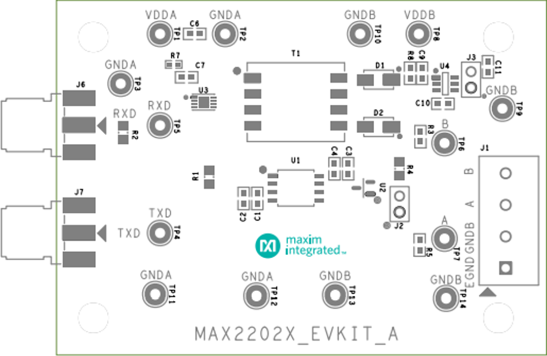 Technische Zeichnung - Analog Devices Inc. MAX2202X Evaluierungskit