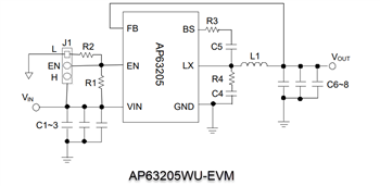 Schaltplan - Diodes Incorporated AP6320x Evaluierungsboards