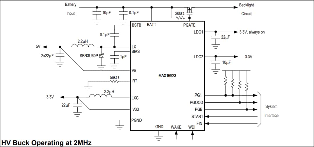 Applikations-Schaltungsdiagramm - Analog Devices Inc. MAX16923 Automotive-Display-PMICs
