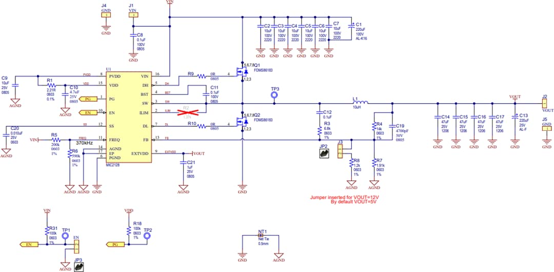 Schaltplan - Microchip Technology MIC2128 Hochleistungs-Evaluierungsboard (ADM01006)