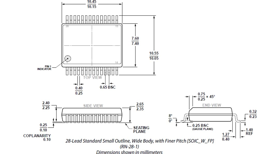Technische Zeichnung - Analog Devices Inc. ADM256xE RS-485 Transceiver