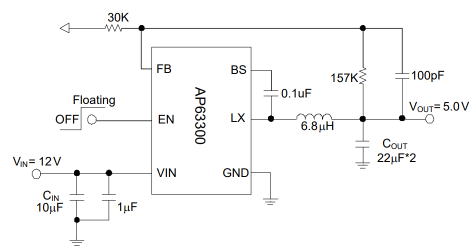 Schaltplan - Diodes Incorporated AP63300/1-EVM Evaluierungsboards