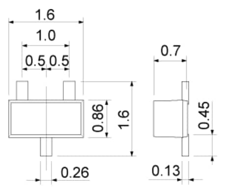 Technische Zeichnung - ROHM Semiconductor RB7x Schottky-Barriere-Dioden