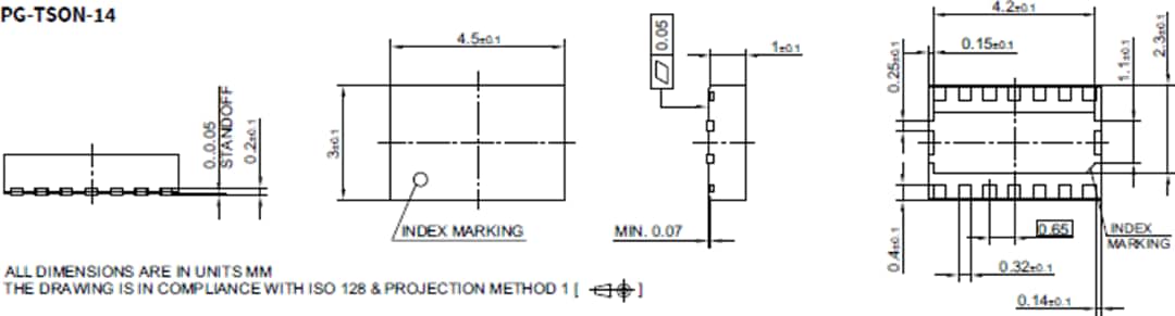 Technische Zeichnung - Infineon Technologies TLT9255WLC Hochgeschwindigkeits-CAN-FD-Transceiver
