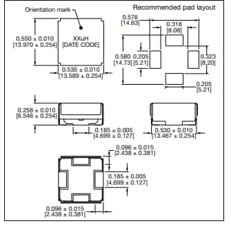 Technische Zeichnung - Vishay / Dale IHLE-5050FH-5A Hochstrom-Induktivitäten