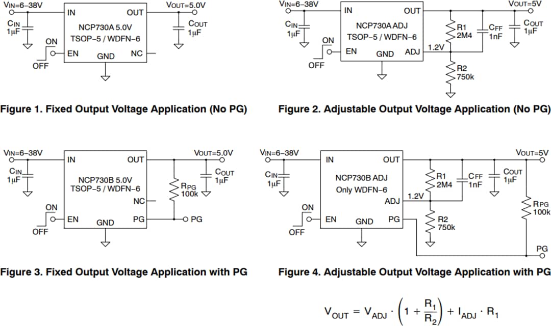 Applikations-Schaltungsdiagramm - onsemi NCP730 CMOS-LDO-Regler