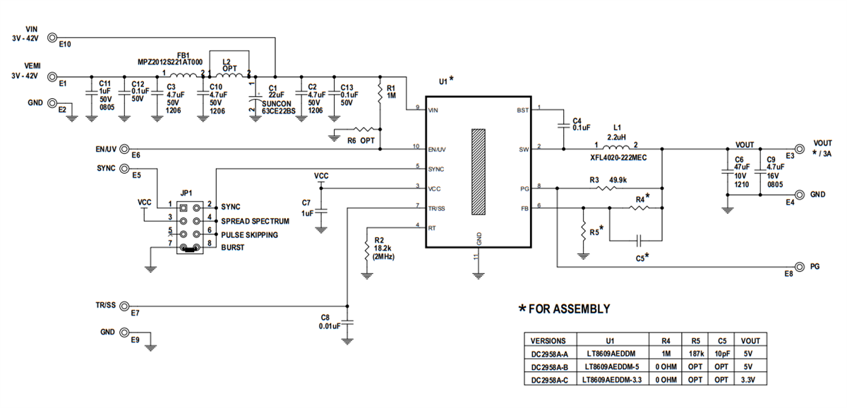 Schaltplan - Analog Devices Inc. LT8609 DC2958A-A/B/C-Demonstrationsboards