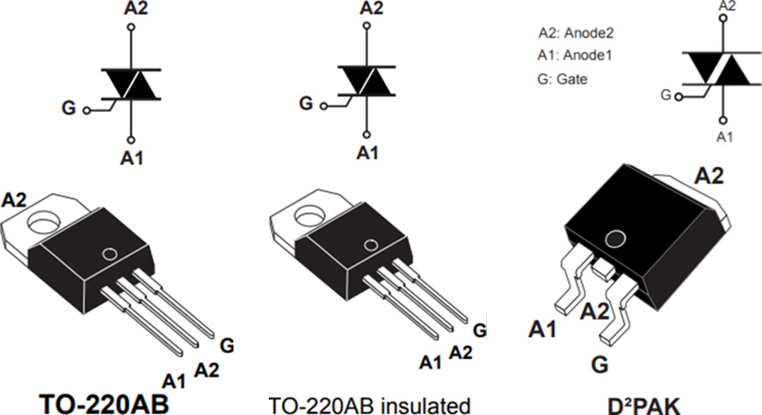 Technische Zeichnung - STMicroelectronics T2535T Triac