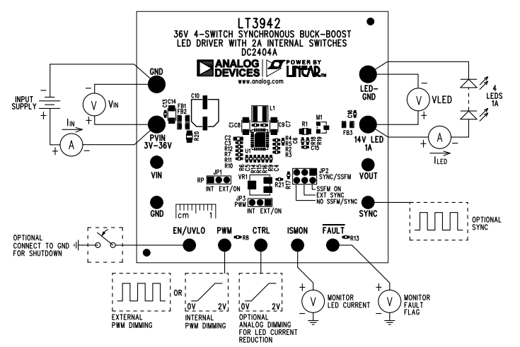 Blockdiagramm - Analog Devices Inc. LT3942 DC2404A-Demonstrationsboard