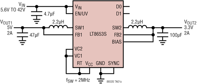 Analog Devices Inc. LT8653S Dual-Abwärtsregler