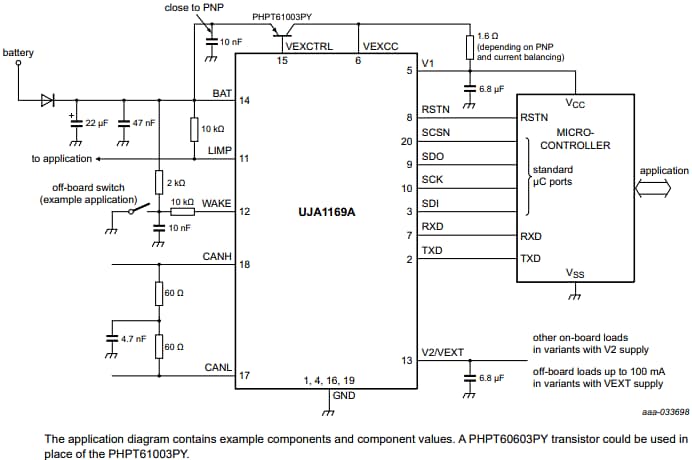 Applikations-Schaltungsdiagramm - NXP Semiconductors UJA1169A CAN-System-Basis-Chips (SBCs)