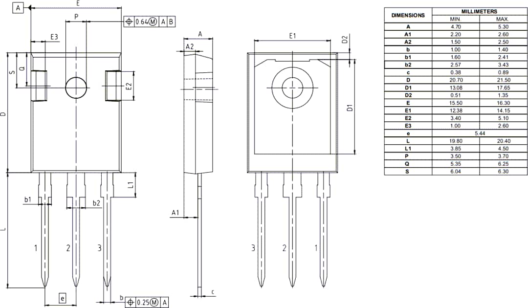 Technische Zeichnung - Infineon Technologies 650 V CoolSiC™-M1-Trench-Leistungs-MOSFETs