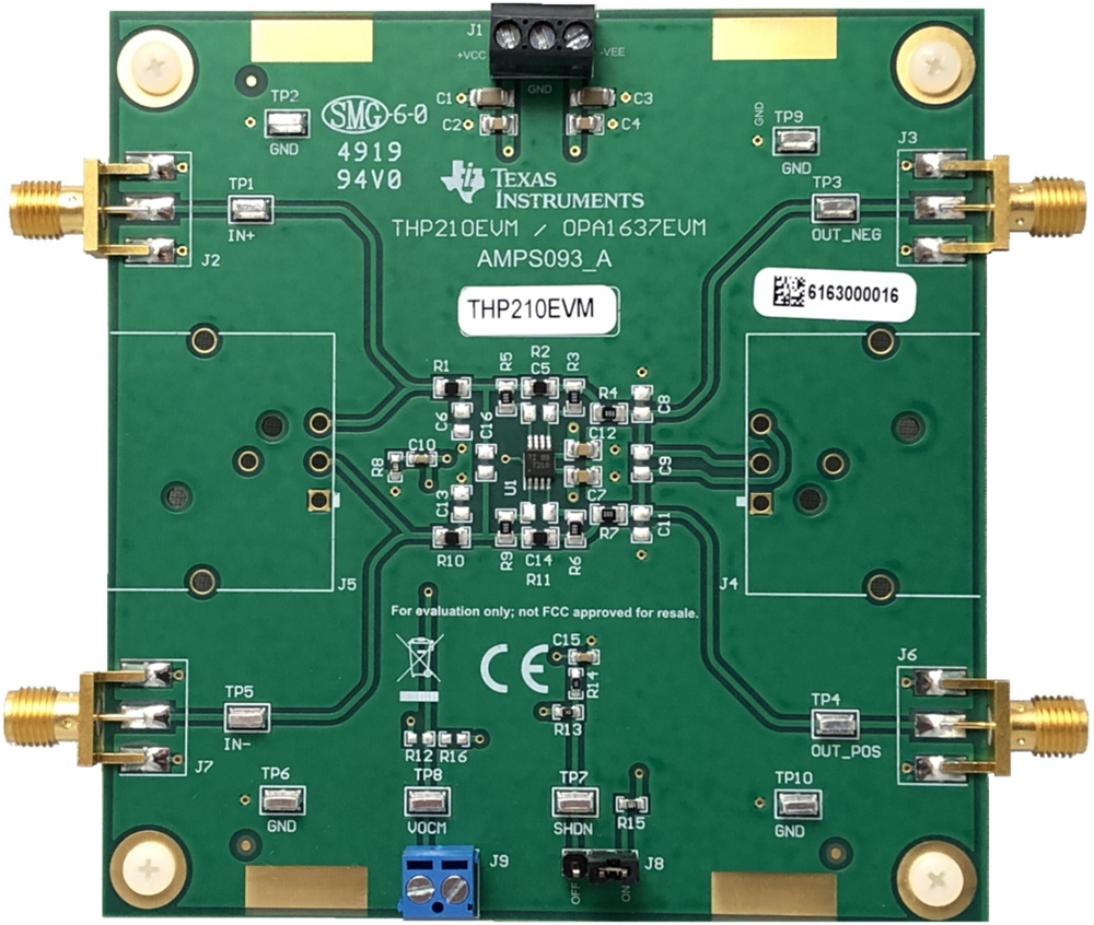 Technische Zeichnung - Texas Instruments THP210EVM Verstärker-Evaluierungsmodul (EVM)