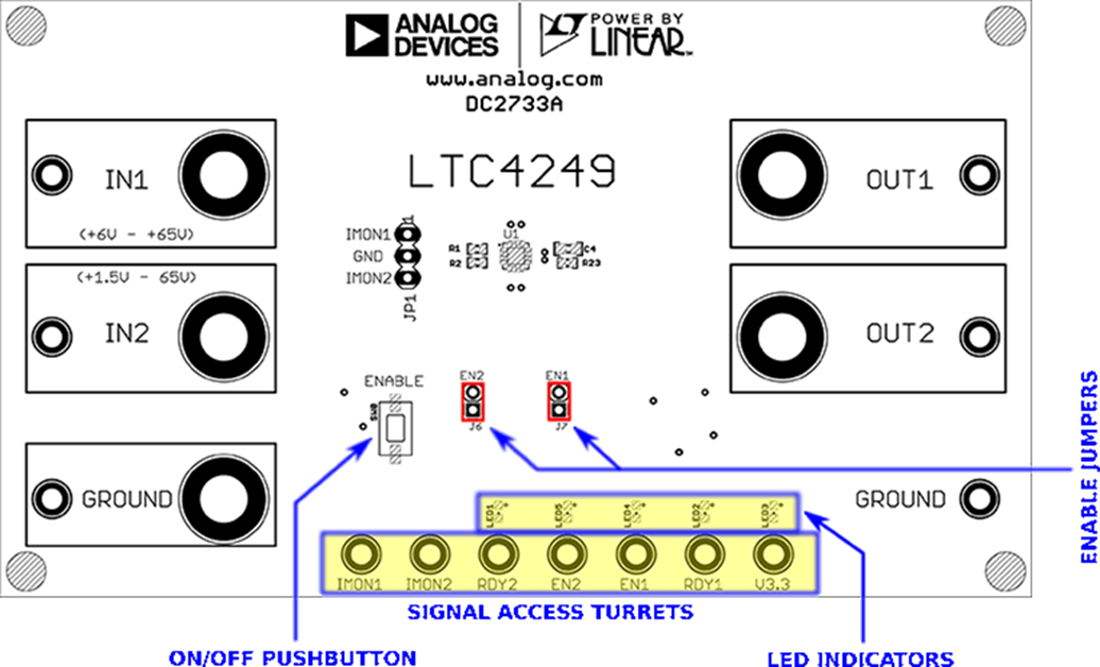 Technische Zeichnung - Analog Devices Inc. DC2733A Demonstrationssystem für den LTC4249