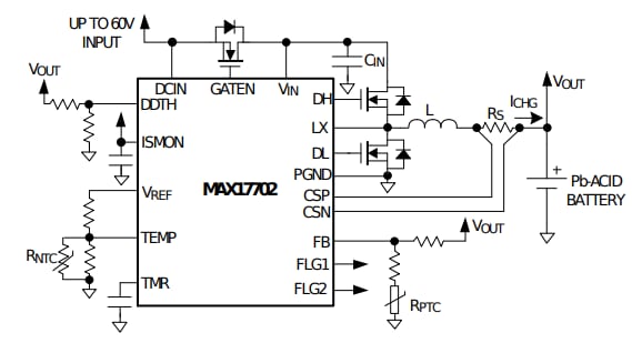 Applikations-Schaltungsdiagramm - Analog Devices / Maxim Integrated MAX17702 Ladegerät-Controller
