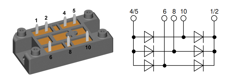 Schaltungsanordnung - IXYS MDMA120U1600VA Standard-Gleichrichtermodul