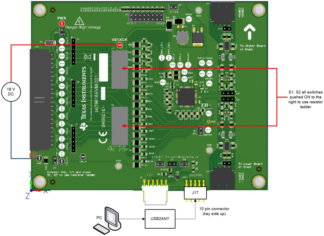 Technische Zeichnung - Texas Instruments bq75614EVM-021 Überwachungs-Evaluierungsmodul (EVM)