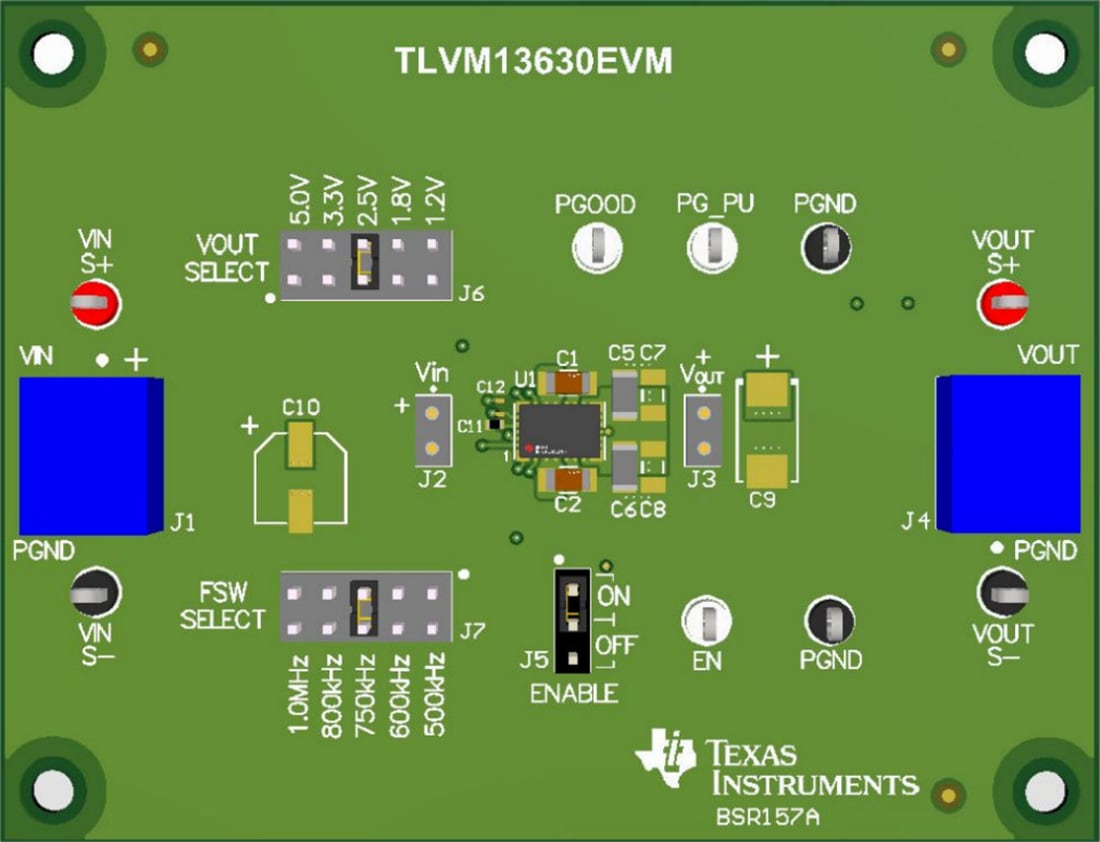 Technische Zeichnung - Texas Instruments TLVM13630EVM Evaluierungsboard (EVM)
