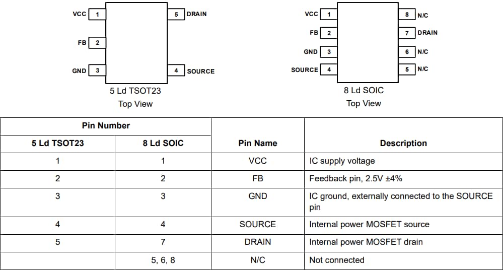 Technische Zeichnung - Renesas Electronics RAA223012 Nicht-isolierter AC/DC-Abwärtsregler mit 700 V 