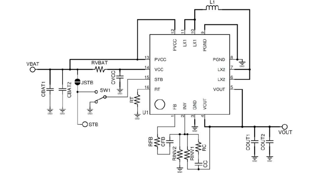 Applikations-Schaltungsdiagramm - ROHM Semiconductor BD8306MUV-EVK-001 Evaluierungsboard