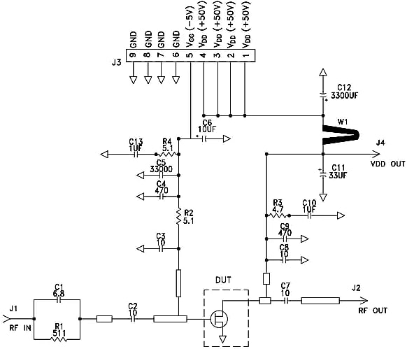 Application Circuit Diagram - MACOM CGHV38375F-AMP Evaluation Board