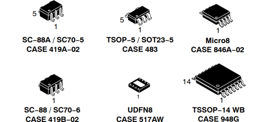 Technische Zeichnung - onsemi NCS2180x und NCV2180x Präzisions-Operationsverstärker