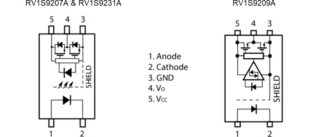 Technische Zeichnung - Renesas Electronics RV1S92xxA IC-Optokoppler