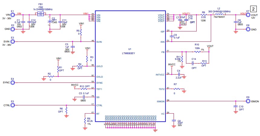 Schaltplan - Analog Devices Inc. LTM8083 DC2859A-Demonstrationsboard