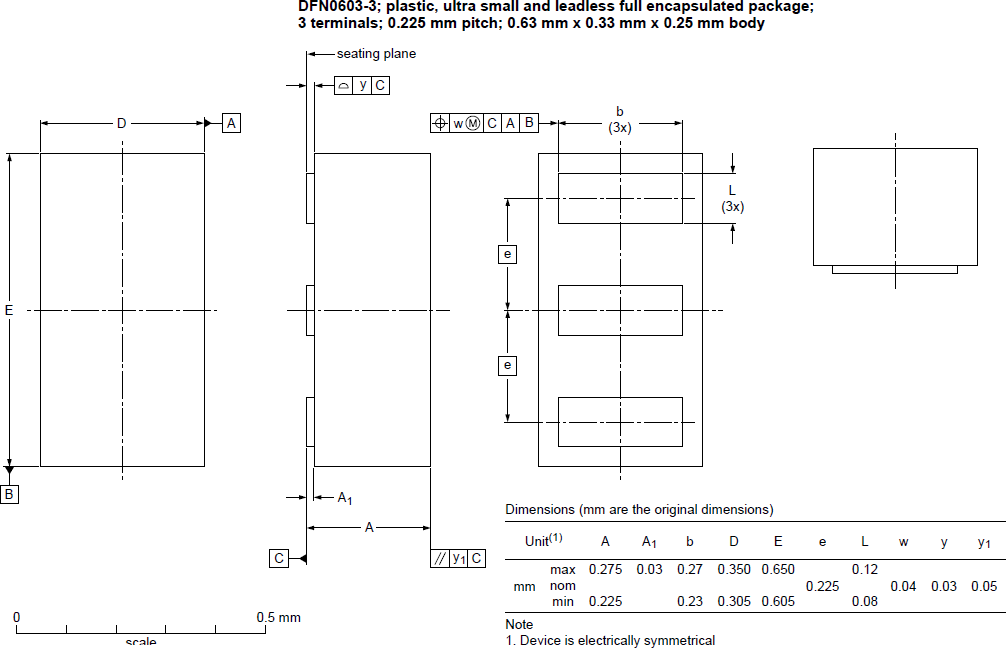 Technische Zeichnung - Nexperia TrEOS Kompakte 2-in-1-ESD-Schutzbauteile