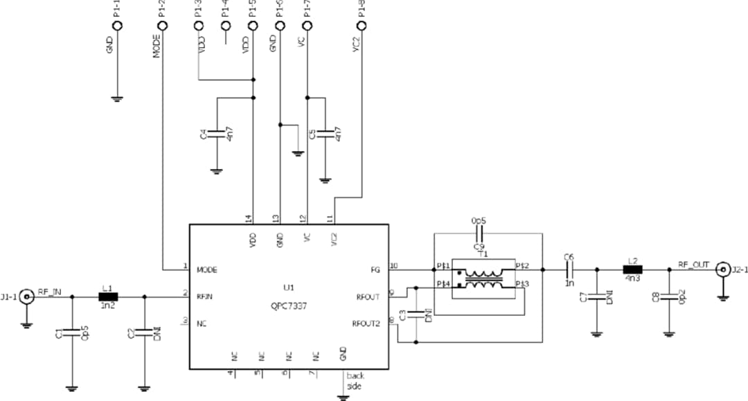 Schaltplan - Qorvo QPC7337PCBA Evaluierungsboard
