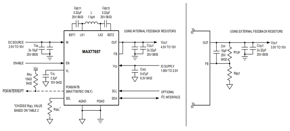 Applikations-Schaltungsdiagramm - Analog Devices / Maxim Integrated MAX77857 Evaluierungskit