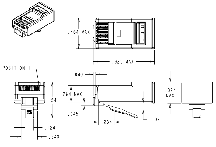Stewart Connector / Cinch Connectivity Solutions RJ45-Widerstandsabschlussstecker