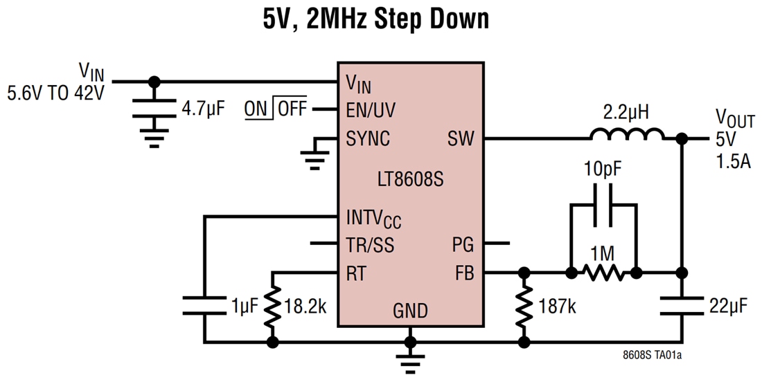 Blockdiagramm - Analog Devices Inc. LT8608S Synchrone Abwärtsregler