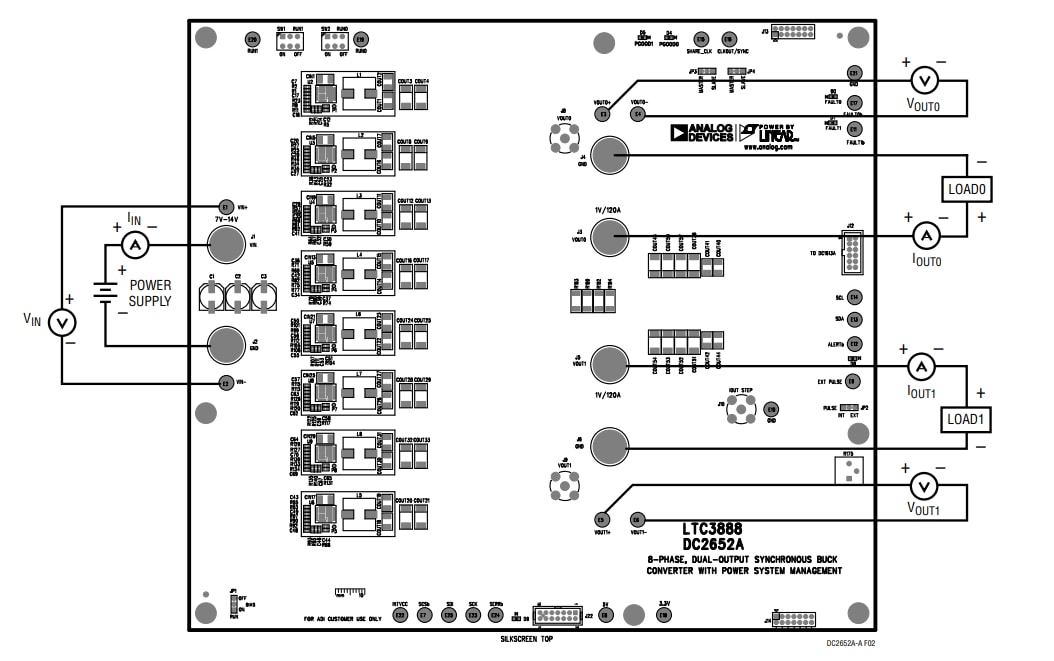 Technische Zeichnung - Analog Devices Inc. DC2652A-A Demonstrationsboard für LTC3888