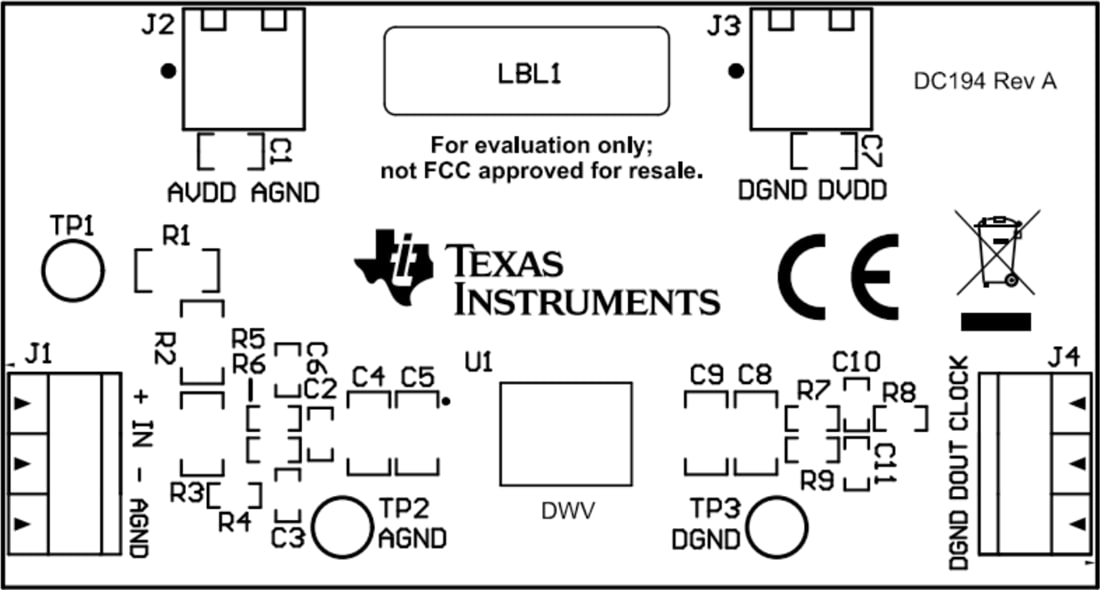 Technische Zeichnung - Texas Instruments AMC1333M10EVM Modulator-Evaluierungsmodul (EVM)