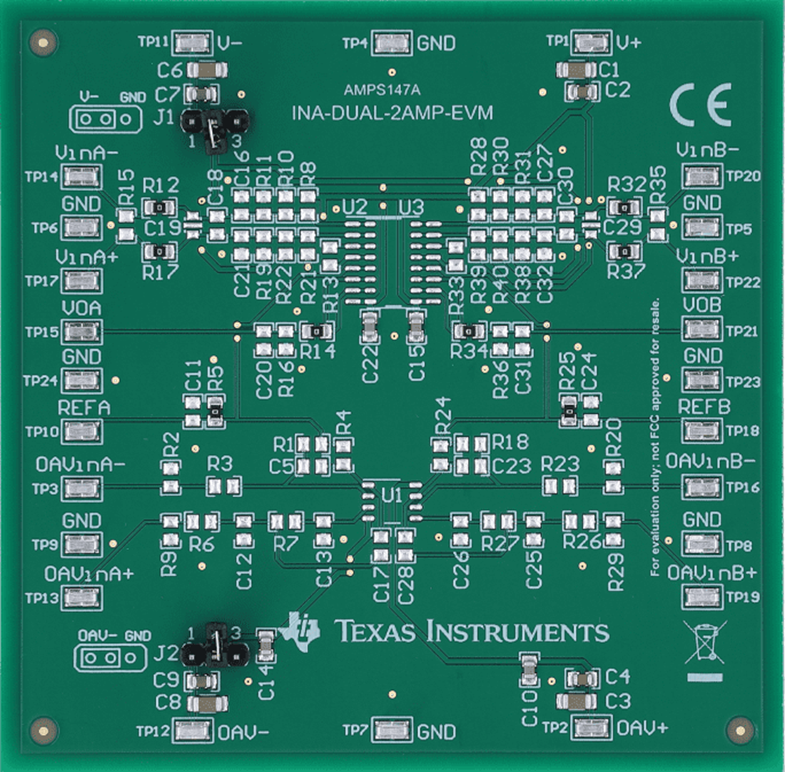 Technische Zeichnung - Texas Instruments INA-DUAL-2AMP-EVM INA-Evaluierungsmodul (EVM)
