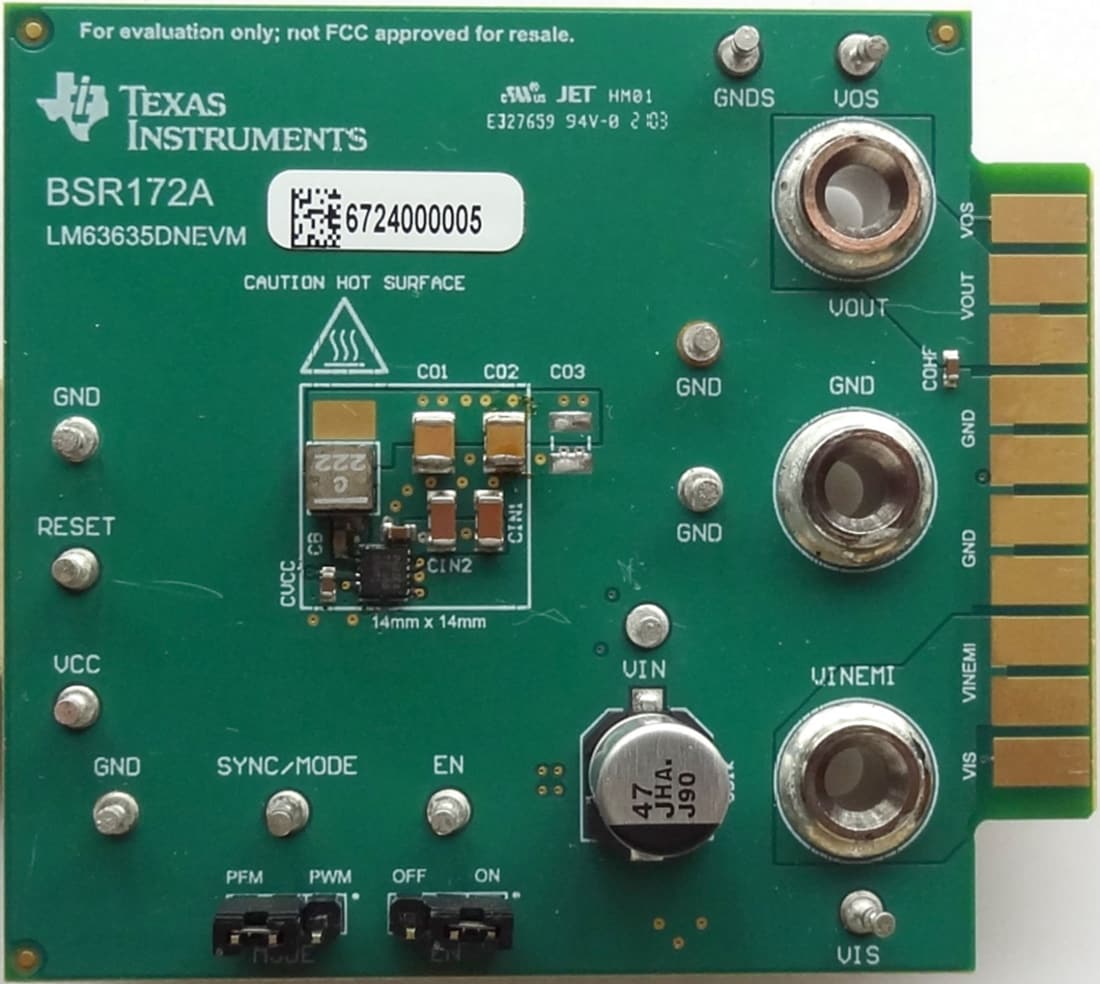 Technische Zeichnung - Texas Instruments LM63635DNEVM Regler-Evaluierungsmodul