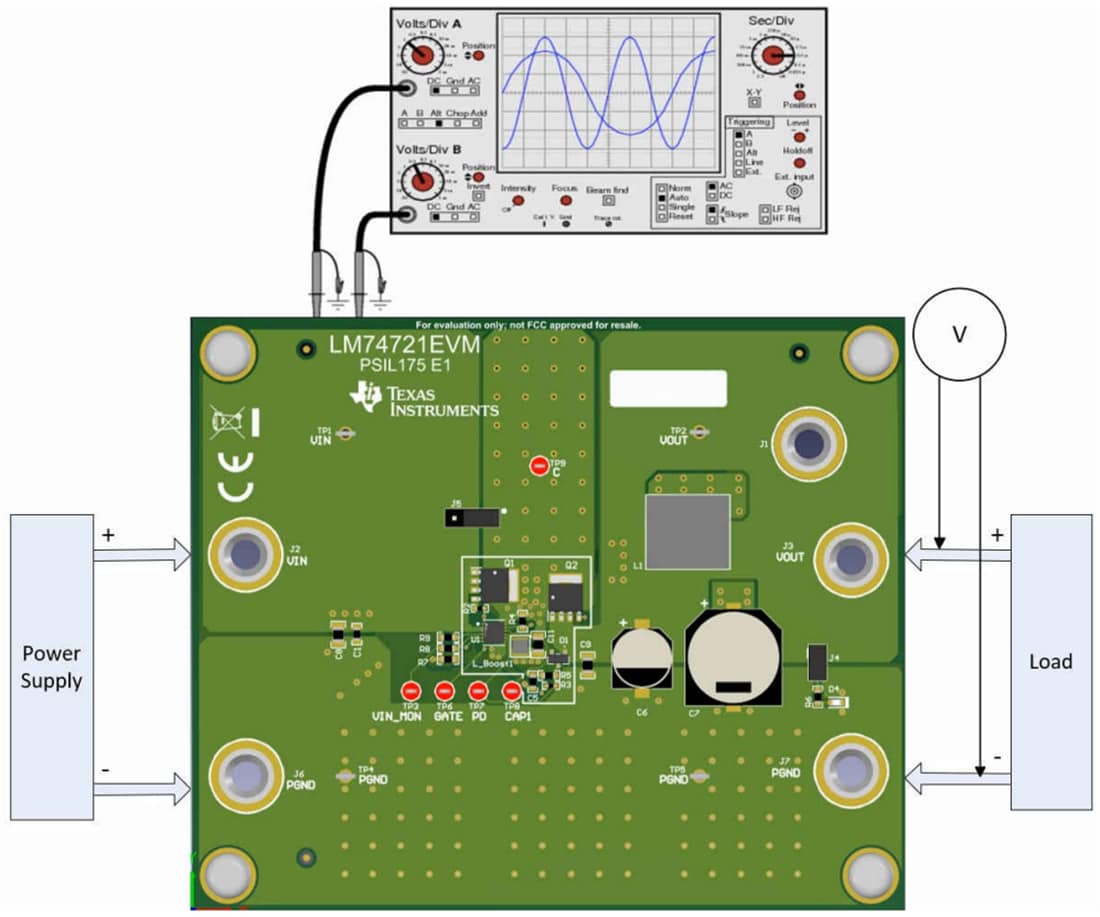 Technische Zeichnung - Texas Instruments LM74721EVM Controller-Evaluierungsmodul