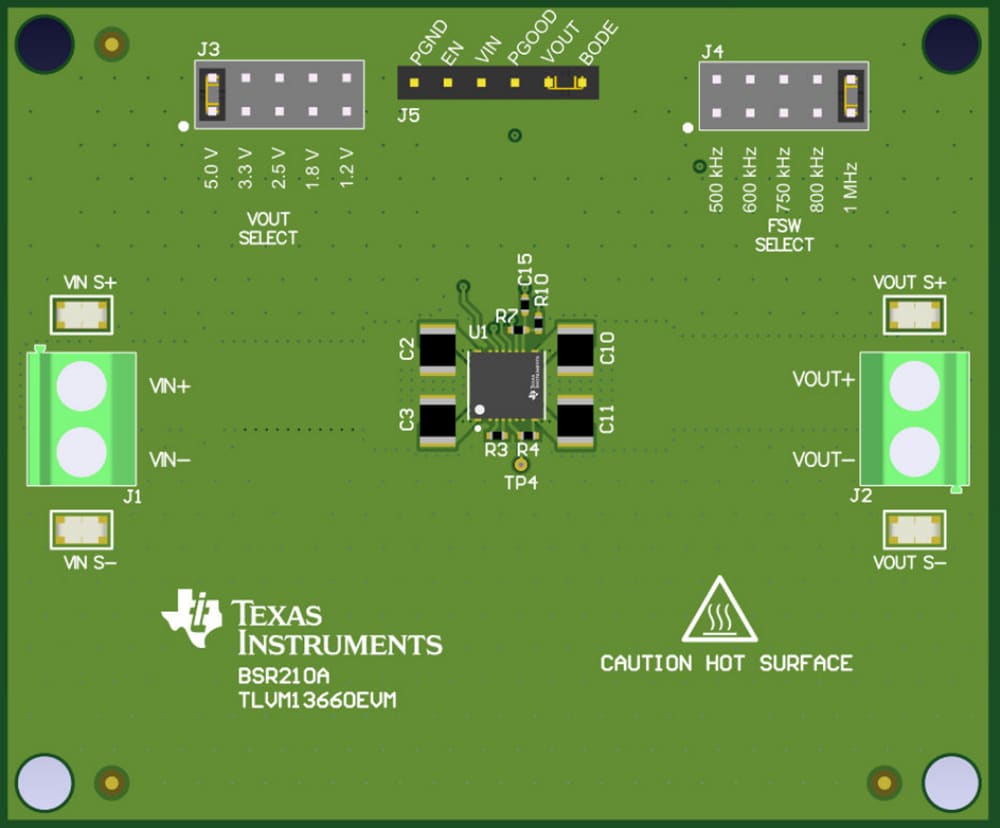 Technische Zeichnung - Texas Instruments TLVM13660EVM Leistungsmodul-Evaluierungsmodul