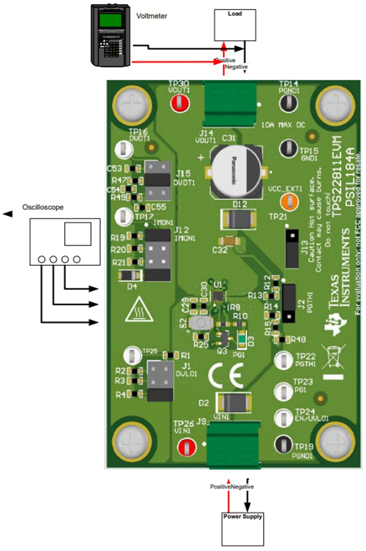 Technische Zeichnung - Texas Instruments TPS22811EVM Lastschalter-Evaluierungsmodul