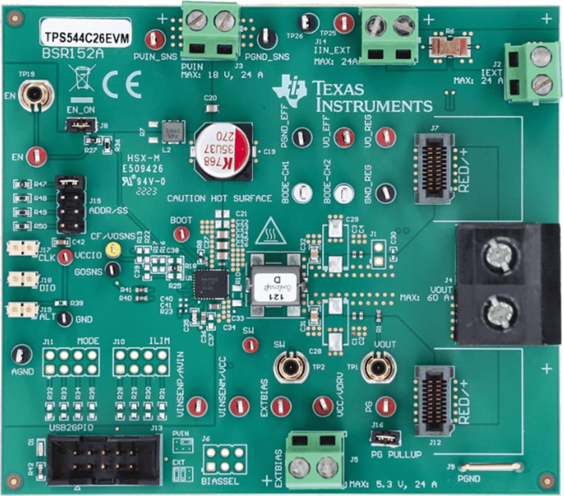 Technische Zeichnung - Texas Instruments TPS544C26EVM Wandler-Evaluierungsmodul