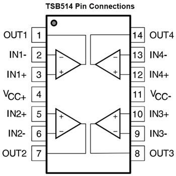 Schaltplan - STMicroelectronics TSB511, TSB512, TSB514 6-MHz-Operationsverstärker