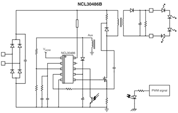 Applikations-Schaltungsdiagramm - onsemi NCL30486B/88B Einstufige CC/CV PSR-Controller