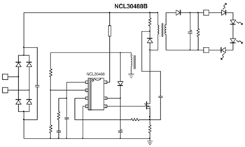 Applikations-Schaltungsdiagramm - onsemi NCL30486B/88B Einstufige CC/CV PSR-Controller
