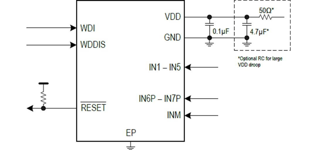 Applikations-Schaltungsdiagramm - Analog Devices / Maxim Integrated MAX20481 Automotive-Leistungssystemmonitor