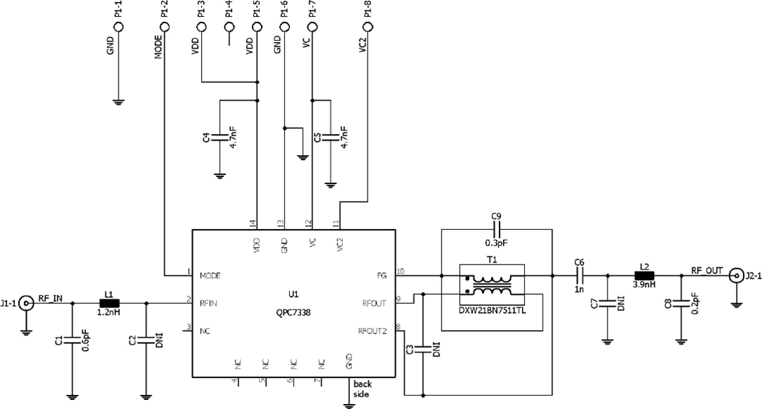 Schaltplan - Qorvo QPC7338PCBA Evaluierungsboard