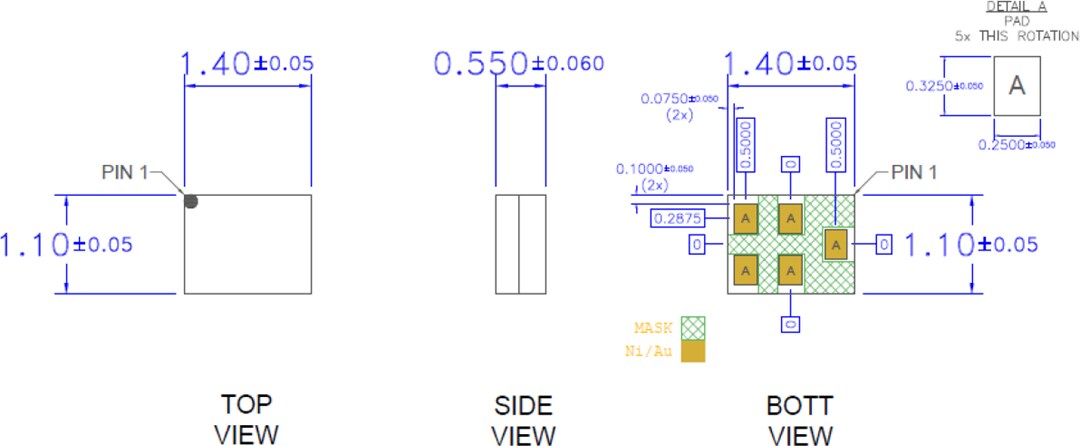 Technische Zeichnung - Qorvo QPQ1041Q Band-41 BAW-Filter für Automotive